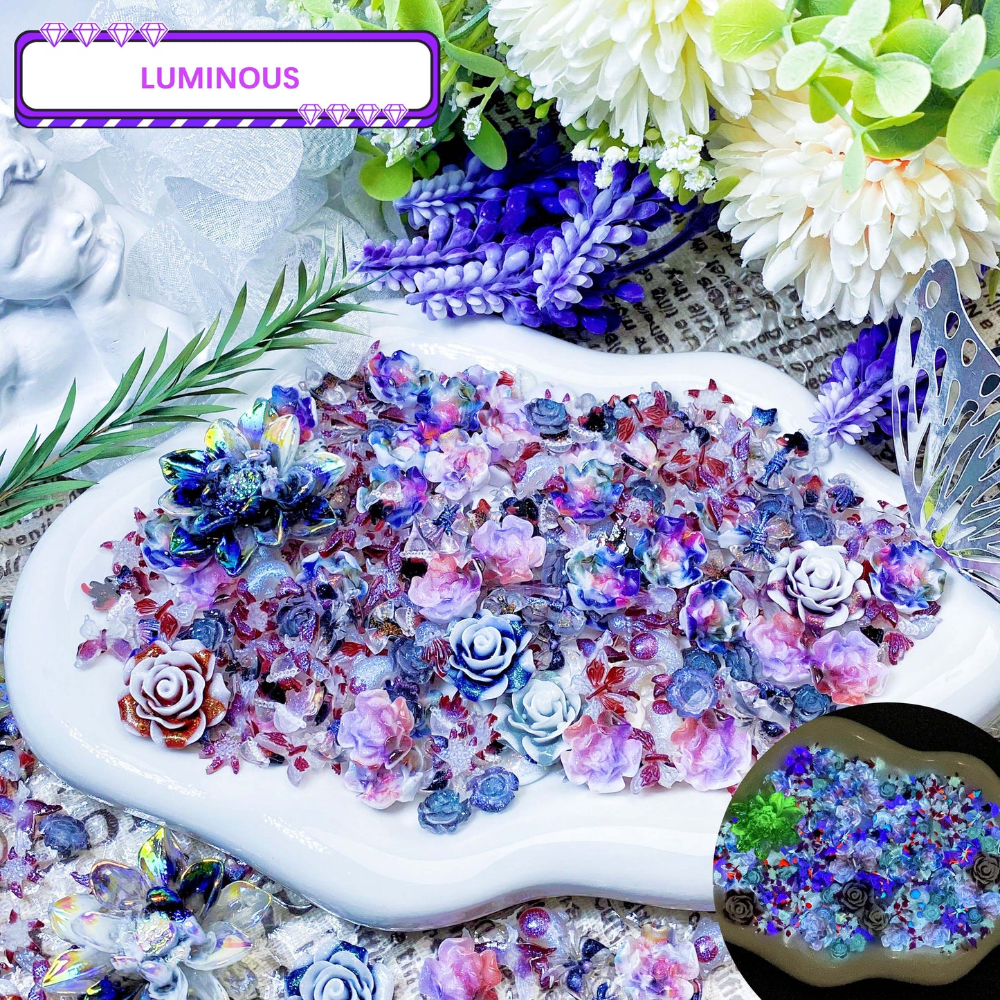 【A2950】Romance And Flowers - Luminous Resin Nail DIY